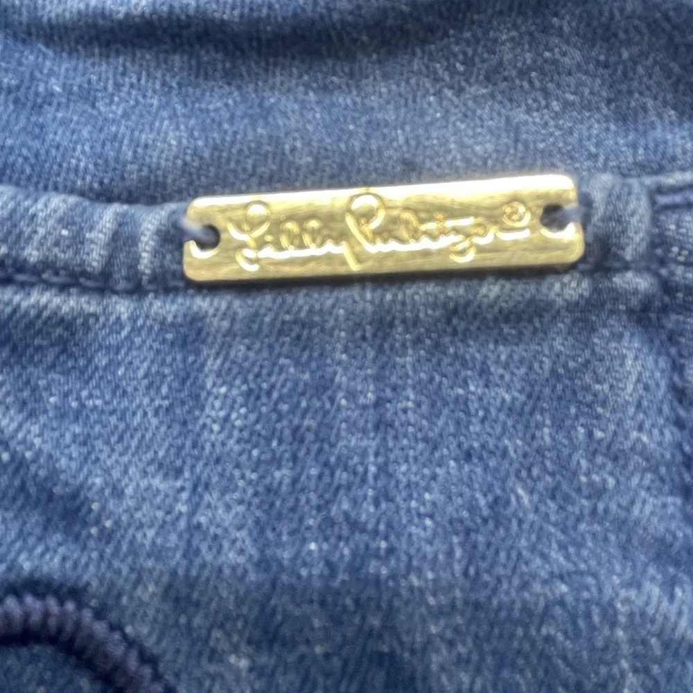 Lilly Pulitzer Jean Sz 8 (30x29) South Ocean‎ Braided Side Detail Low Rise Blue